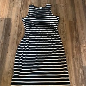 NWOT black and white striped midi dress